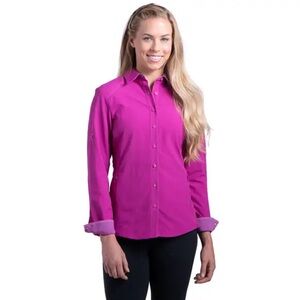 Kuhl | Women's Plum ‘Orchid’ Long Sleeve Wunderer Button Down Shirt Mesh Sides L